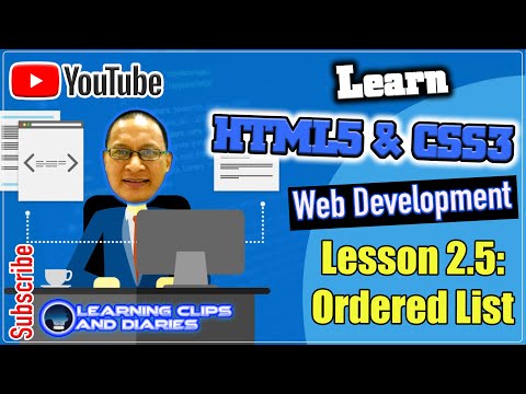 Learn HTML5 Lesson 2.5 Ordered List | Web Design