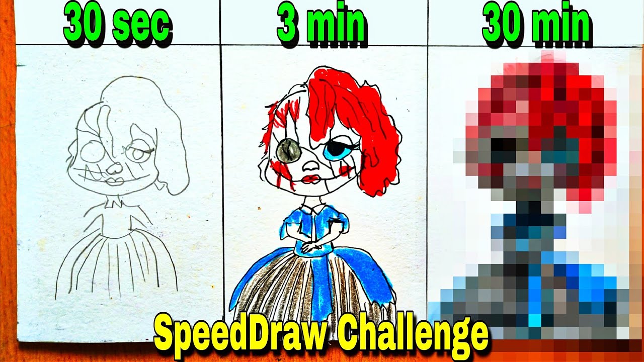 Drawing Poppy Playtime (broken) in 30 sec, 3 min, 30 min | Poppy Playtime chapter 5