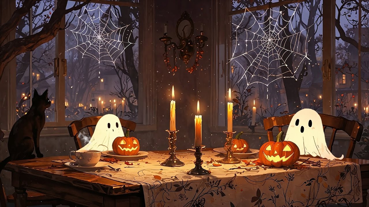 A ghostly date night 🕯️ | Slow vintage music & Halloween ambience