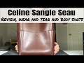 Review Celine Sangle Seau Burgundy in Calfskin leather, mod shots