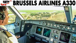 Piloting BRUSSELS Airbus A330 Banjul to Conakry | Cockpit Views