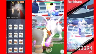 Rhyperior & Terrakion vs Draco Meteor Reshiram in partly cloudy