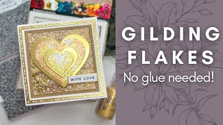 Gilding flakes with NO tacky glue needed #papercraft #cards #gildingflakes