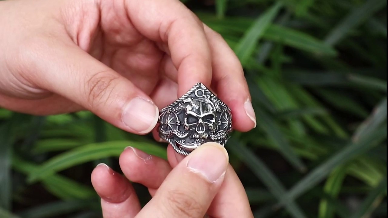 Pirate Anchor Stainless Steel Skull Ring