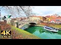 LJUBLJANA, the Capital of Slovenia in 4K - walking, guide, bridges, churches, people,...