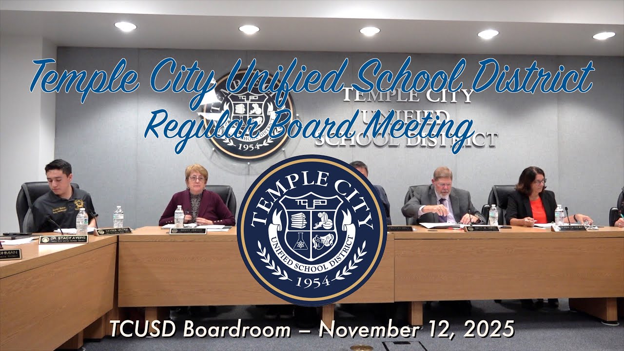 November 12, 2025 – Temple City Unified School District Governing Board Meeting