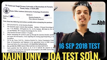 Nauni Univ.(JOA) Q.Paper solved
