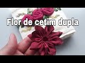 FLOR DUPLA DE CETIM FÁCIL E LINDA.Como fazer uma flor de cetim para toalhas