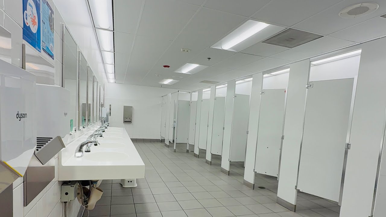 Men’s, Woman’s, Family Restroom Tour | American Standard Afwall Toilet Flush | IKEA, Covina, CA, USA