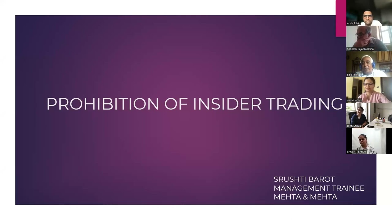 Webinar on Prohibition of Insider Trading Regulation | Mehta & Mehta