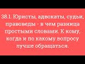 38.1. Юристы, адвокаты, судьи, правоведы-в чем разница. К кому, когда, по какому вопросу обращаться.