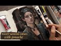 Making gray skintones work | A demo (Painting over my Pen sketches #23) Yennefer