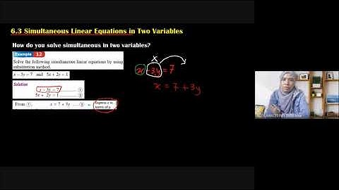 6.3 simultaneous linear equation persamaan linear serentak Mathematics Form 1 KSSM