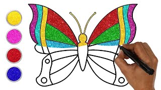 Colorful Butterfly Drawing, Painting and Coloring for Kids & Toddlers, How to Draw Easy Step by Step