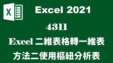【樞紐分析】4311EXCEL二維表格轉換成一維表格 方法二使用樞紐分析表