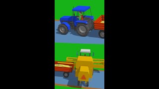 Tractor with Trailer and Yellow Combine Harvester #Shorts | Tractor for Kids