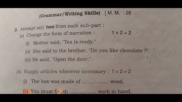 English Question Paper  Grammar 12th HBSE 2017 (Set A )