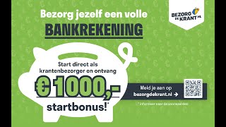 Tijdelijk 1000,- Startbonus. Word Krantenbezorger