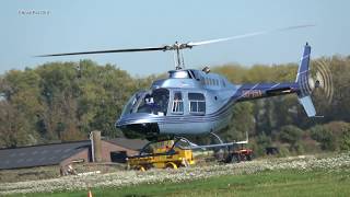 Bell 206B-3 Jet Ranger OO-VBA Landing & Shutdown & Startup & Departure Teuge (EHTE) 14-10-2018