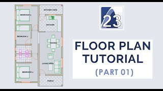 ArchiCAD 23  Floor Plan Tutorial (Part 01)