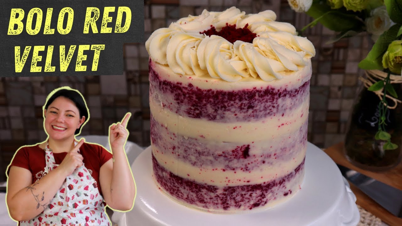 Bolo Red Velvet: Massa vermelha com Buttercream de Cream Cheese | Priscila Piardi