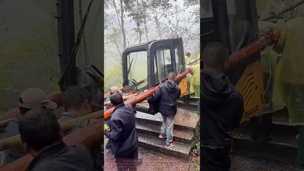 Mountain Journey in Rain and Mist: The Story of Lifting a Vehicle with Bamboo Ladders