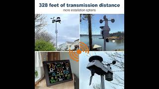 WiFi Weather Station 14-in-1 Wireless with Color Display Real-Time Sync to Weather Underground 100m