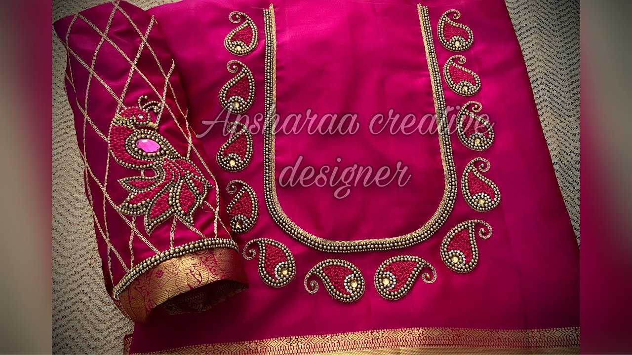 Another bridal blouse// peacock design on sleeves