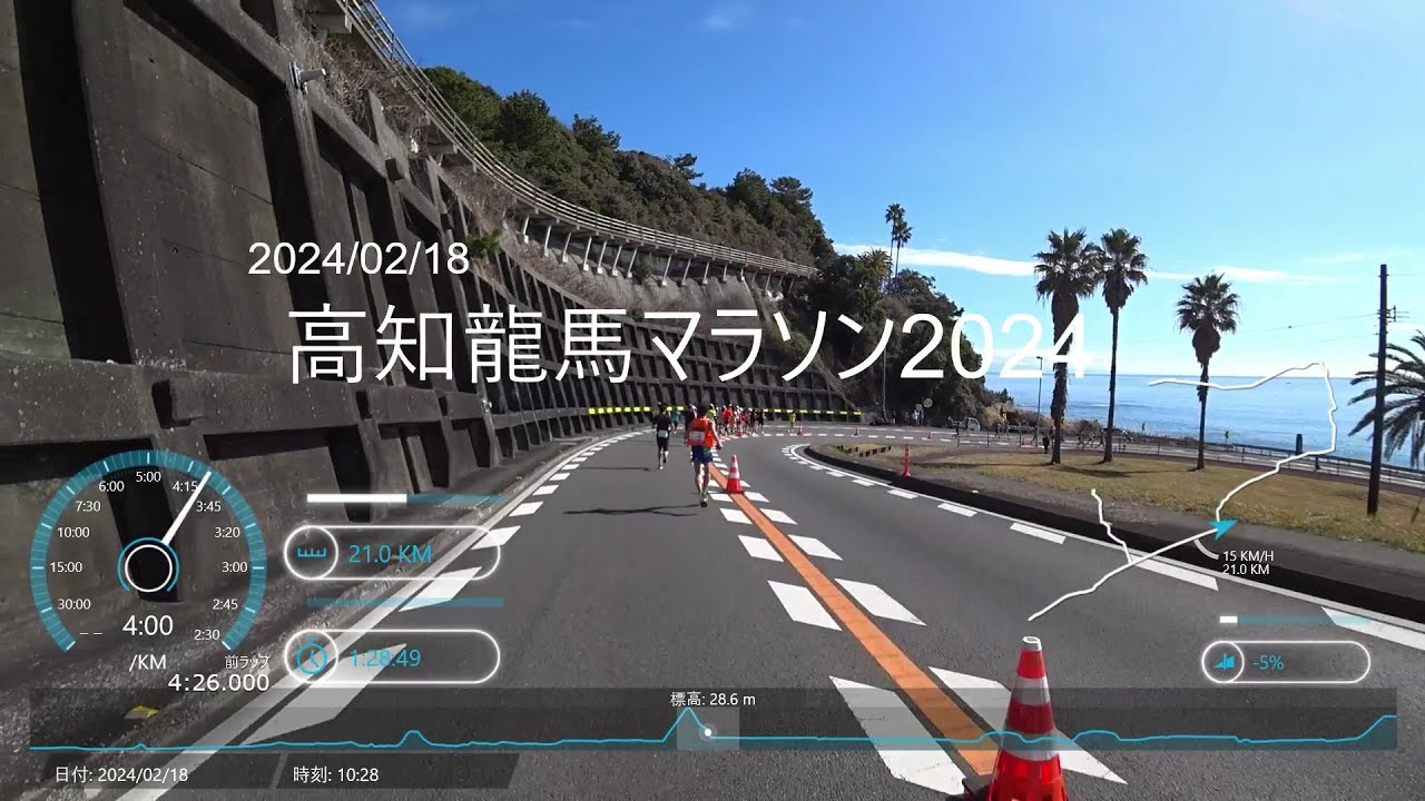 【高知龍馬マラソン2024＠2024/02/18】全コースノーカット／ランナーズビュー (1080p60)