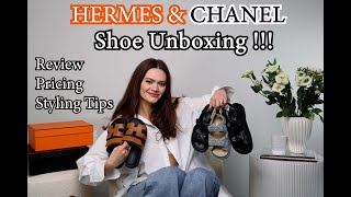 Luxury Shoe Unboxing Hermes Chypre & Chanel Dad Sandals. In Depth Comparison And Styling Tips