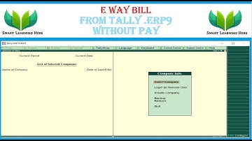 CHAPTER 9 How to Generate e-Way Bill Details from Tally.ERP 9 | Hindi