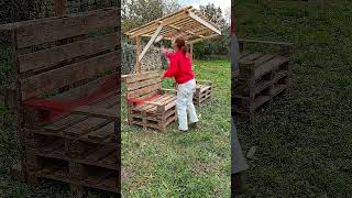 DIY Pallet Outdoor Sofa & Canopy | Backyard Makeover 🌿