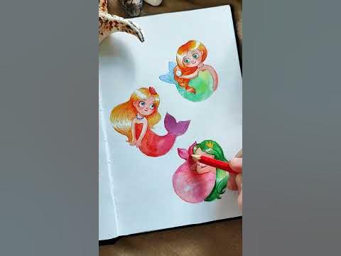 Русалочки. Рисунок акварелью #процесс #арт #традишка @agatasan - YouTube