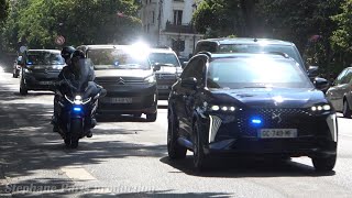 Les Convois Delisabeth Borne Puis Demmanuel Macron Dans Paris