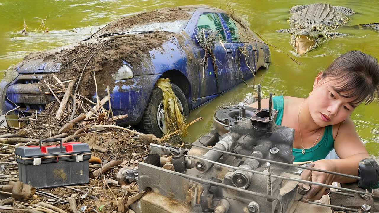 Restores A Severely Damaged Old Car Swept Away By Flood - Engine Shaft Repair - Restore Car Like New