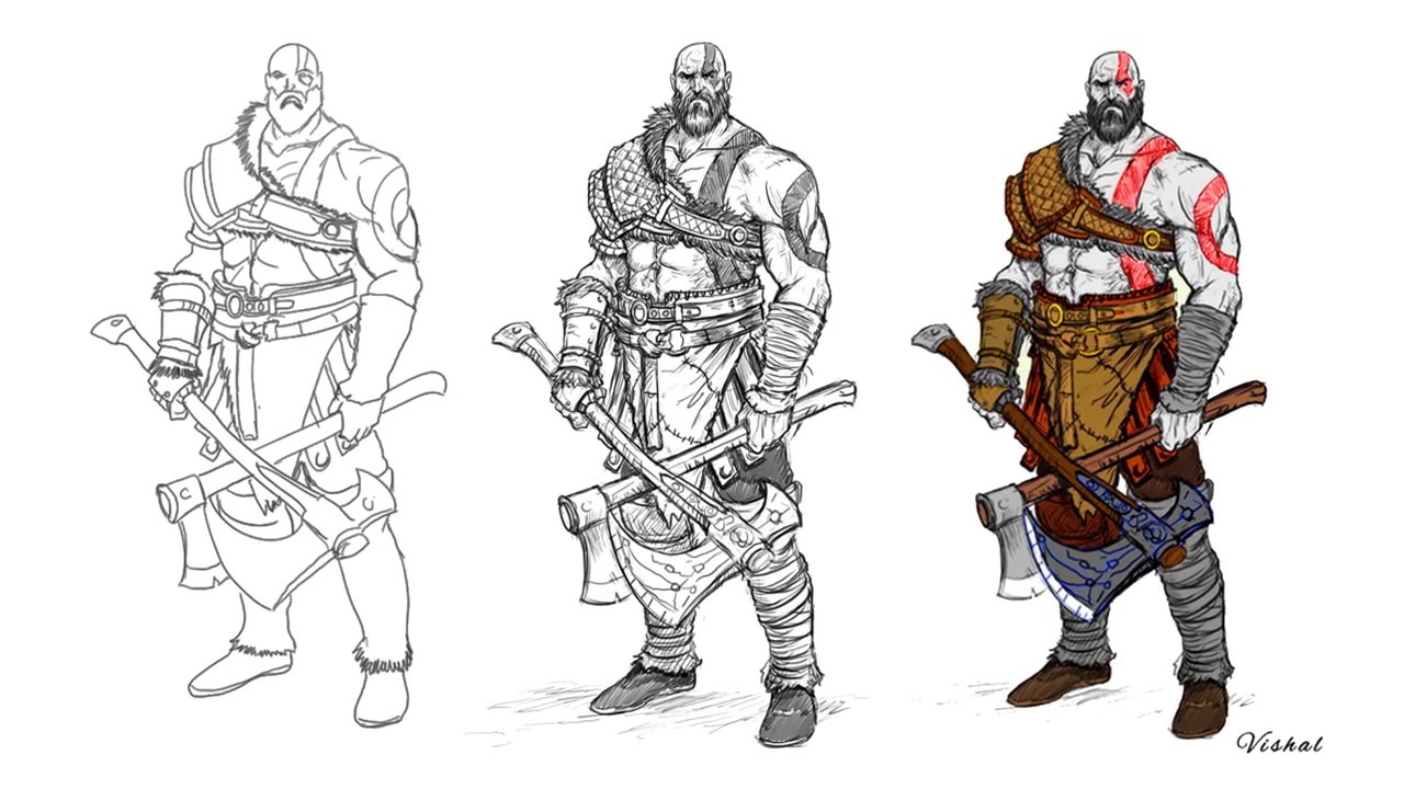 Рисунок кратоса карандашом