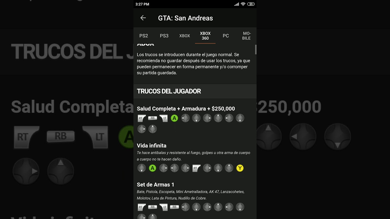 CÓDIGO GTA SAN ANDREAS XBOX 360 