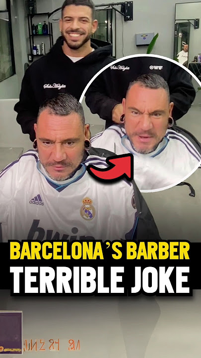 Tukang cukur mengerjai penggemar Barca dengan jersey Real Madrid! 😱 Jangan lewatkan reaksinya! @probarbers.studio