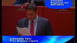 REGIONE LIGURIA : GIOVANNI TOTI PRESENTA LA GIUNTA AL CONSIGLIO