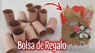 Genial Idea con Un Simple ROLLO DE PAPEL |BOLSA DE REGALO  Ideia com rolo de papel Fácil e Rápido