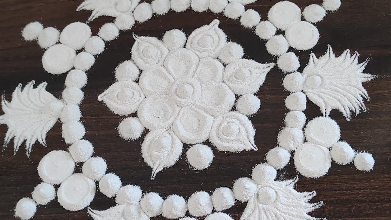 White Color Rangoli Daily Use White Colour Rangoli. Easy And Simple Rangoli Design ...