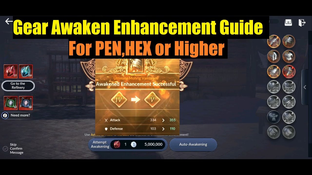 Black Desert Mobile Gear Awaken Enhancement Guide for PEN, HEX or