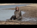 Femke in pullover in the mud