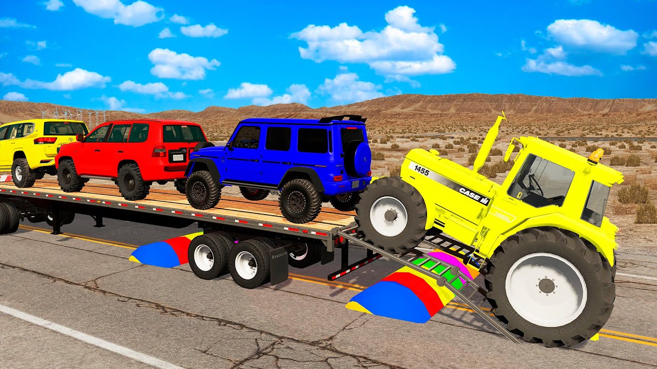 Flatbed Truck Mcqueen | Transportation with Truck - Pothole vs Car #19 - BeamNG.Drive