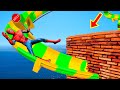 Gta 5 spiderman vs brick walls on the water slides  i cheated with  euphoria physics falls