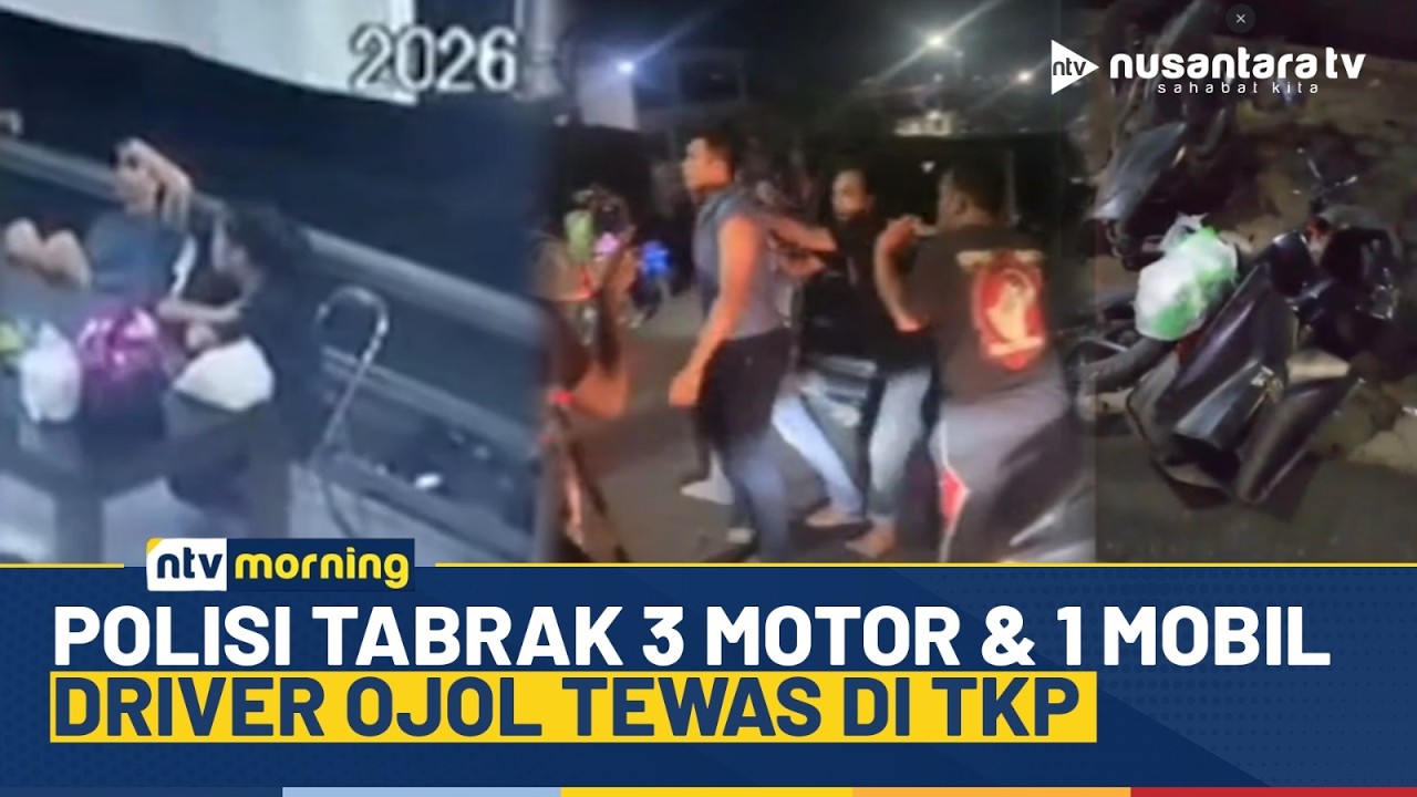 Heboh! Oknum Polisi Diduga Ngebut Hantam 3 Motor & 1 Polisi, Driver Ojol Tewas di TKP | NTV MORNING