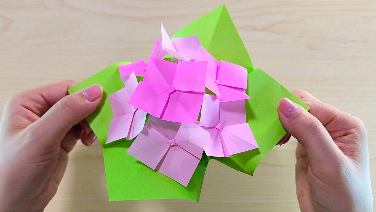 折り紙】簡単！可愛い「紫陽花」の作り方🌼本格的 How to make
