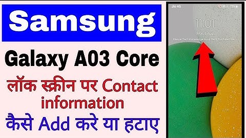 samsung galaxy A03 Core me lock screen par contact information add kaise kare ya lagaye