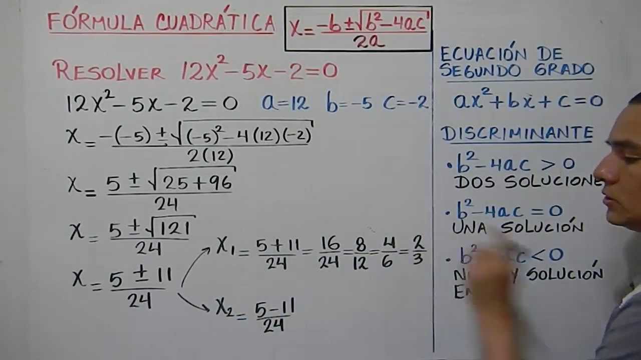 Formula ecuacion cuadratica