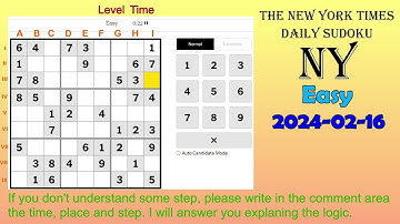 The New York Times Daily Sudoku 2024-02-16 Easy